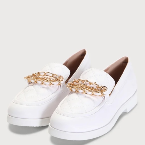 Lulus Trinitie White Flatform Loafers - Picture 4 of 5